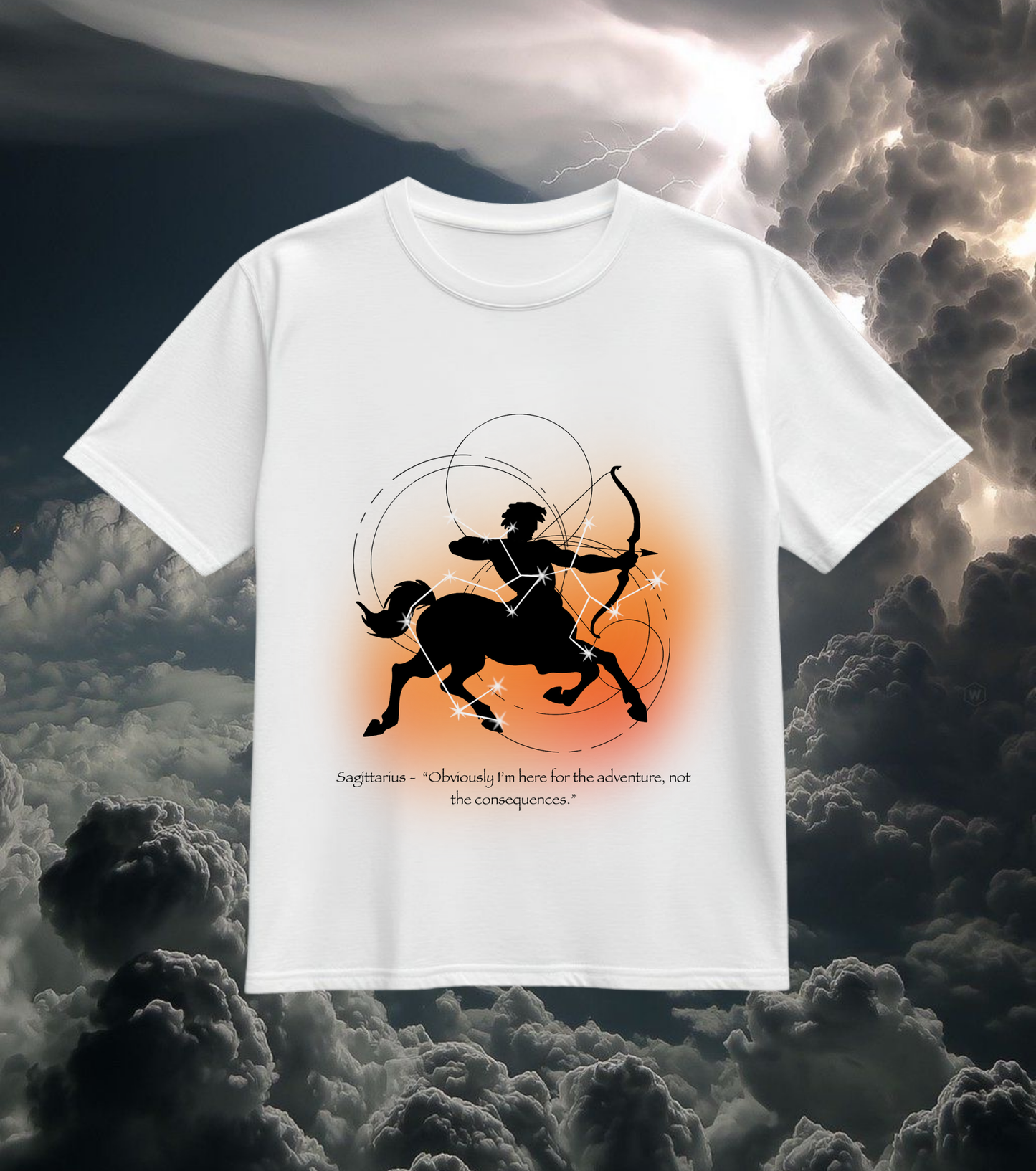 Sagittarius Zodiac Graphic T-Shirt – “Here for the Adventure”