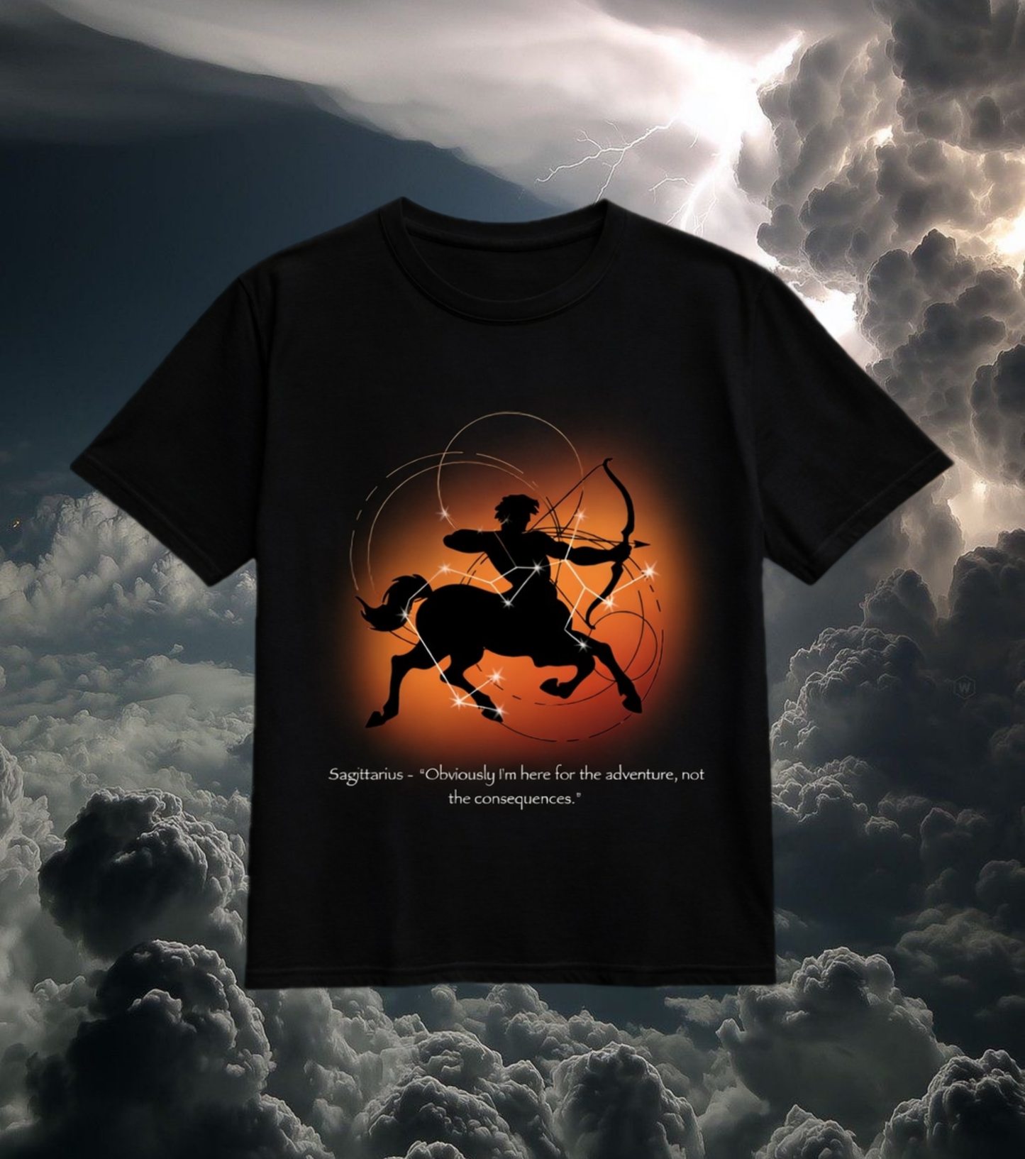Sagittarius Zodiac Graphic T-Shirt – “Here for the Adventure”